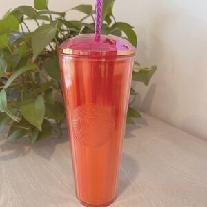 Starbucks 24 oz Venti Dome Tumbler in Orange Pink Split Iridescent - NEW w/tags